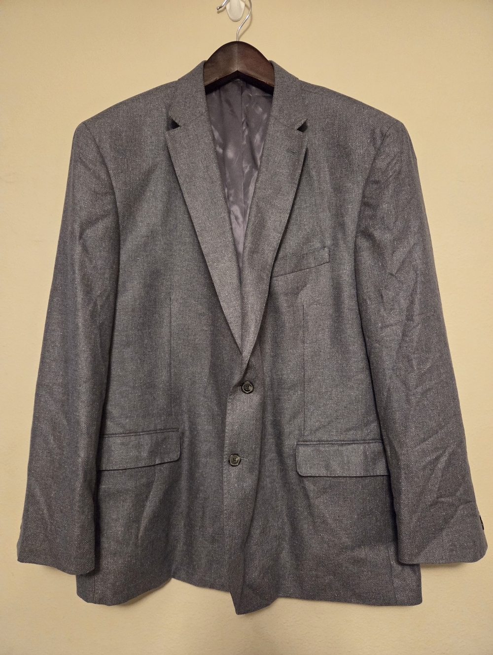 Joseph Abboud Men's Sport Coat Blazer 54L 100% Silk Gray Herringbone
